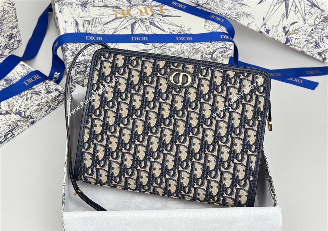 Dior 30 Montaigne Dea Pouch in Oblique Jacquard Blue 2025 (XXG-250627096)
