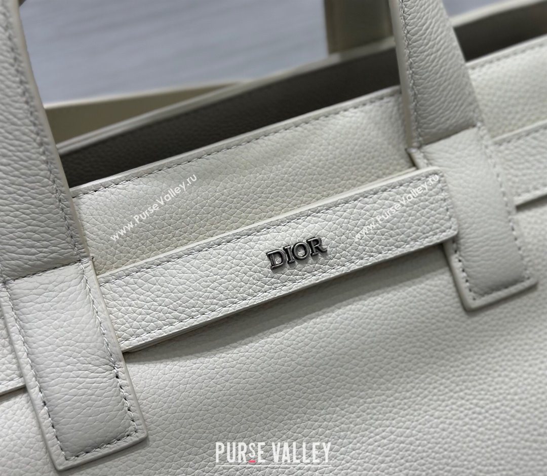 Dior Mens Medium Dior Normandie Tote Bag in Icons Calfskin White 2025 (BF-250627063)