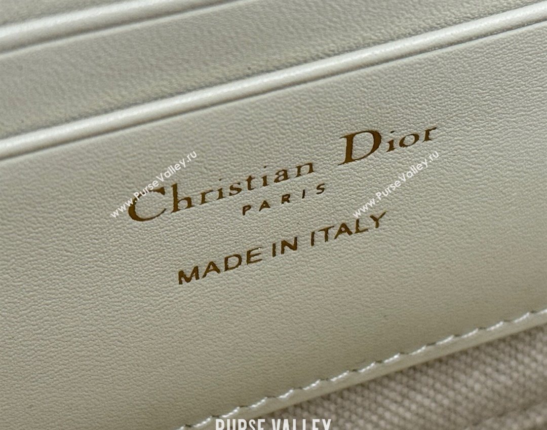 Dior 30 Montaigne Dea Pouch in Blue Dior Oblique Chambray with Raffia Effect and White Smooth Calfskin 2025 (XXG-250627098)