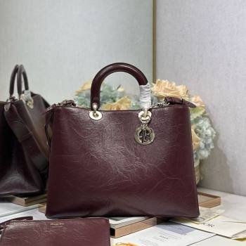 Dior Toujours Large Bag in Crinkled Leather Burgundy 2025 1188 (XXG-250627099)