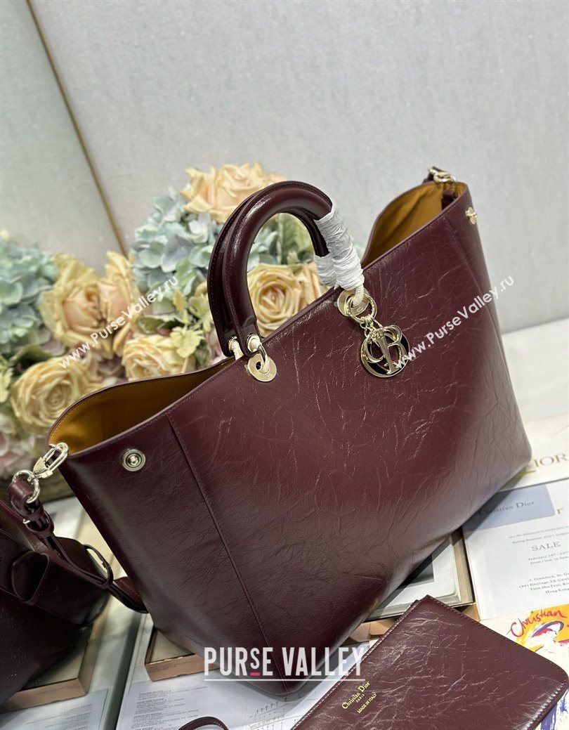 Dior Toujours Large Bag in Crinkled Leather Burgundy 2025 1188 (XXG-250627099)