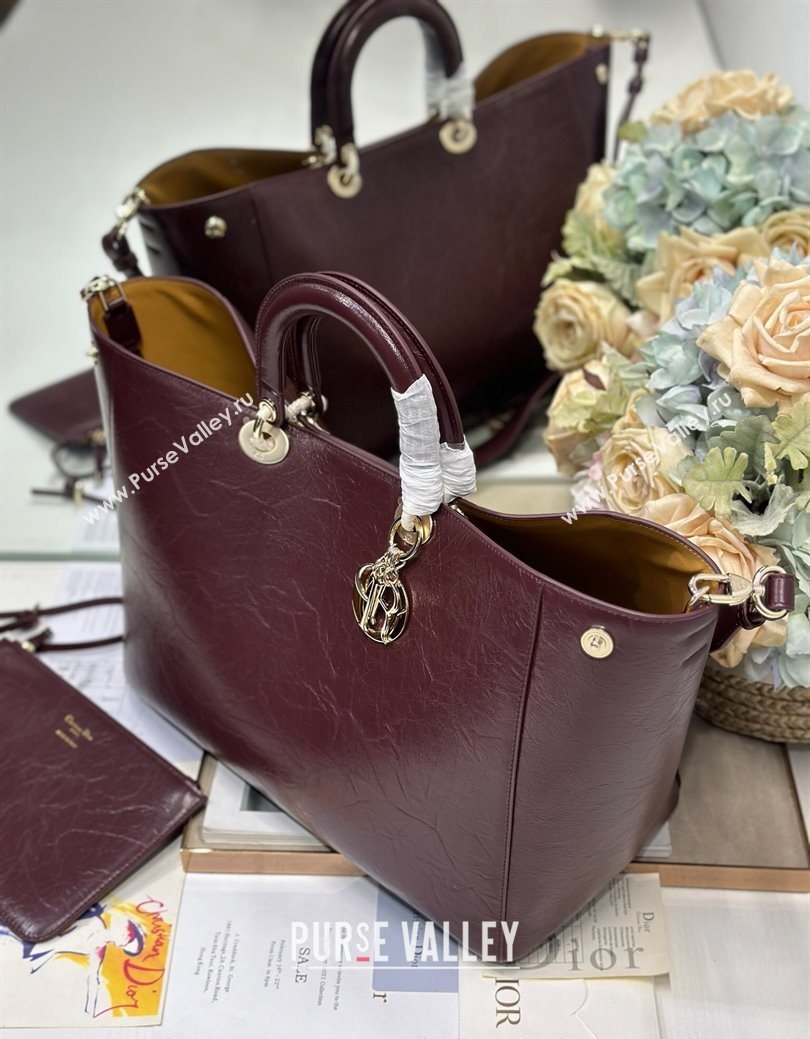 Dior Toujours Large Bag in Crinkled Leather Burgundy 2025 1188 (XXG-250627099)