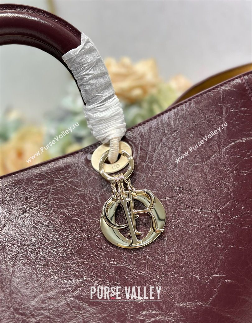 Dior Toujours Large Bag in Crinkled Leather Burgundy 2025 1188 (XXG-250627099)