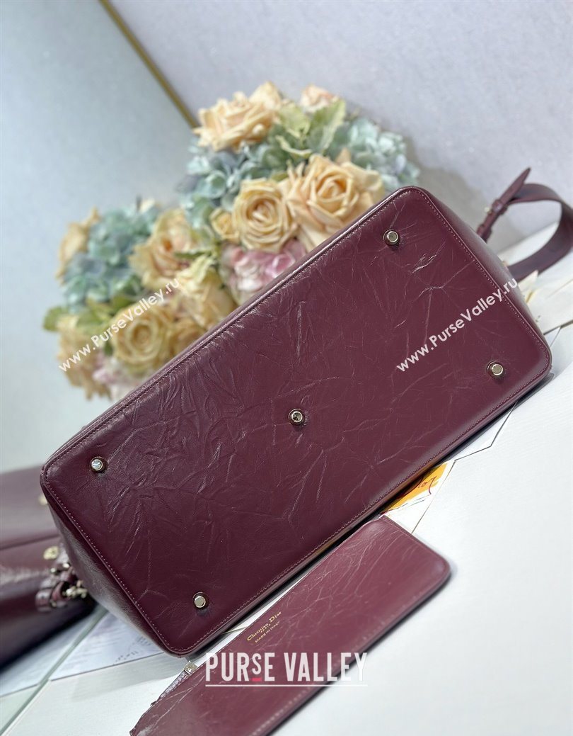 Dior Toujours Large Bag in Crinkled Leather Burgundy 2025 1188 (XXG-250627099)