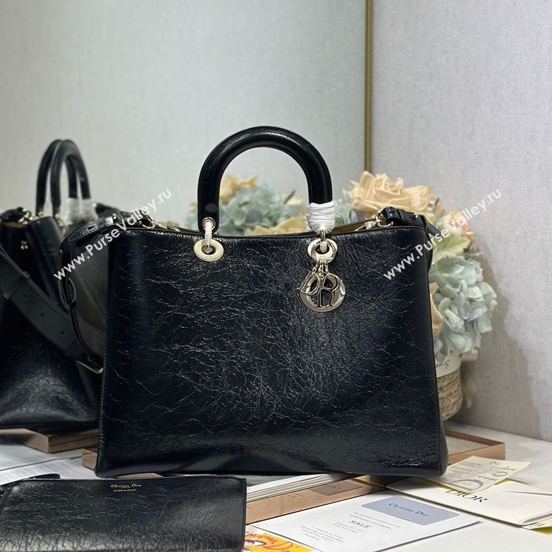 Dior Toujours Large Bag in Crinkled Leather Black 2025 1188 (XXG-250627100)