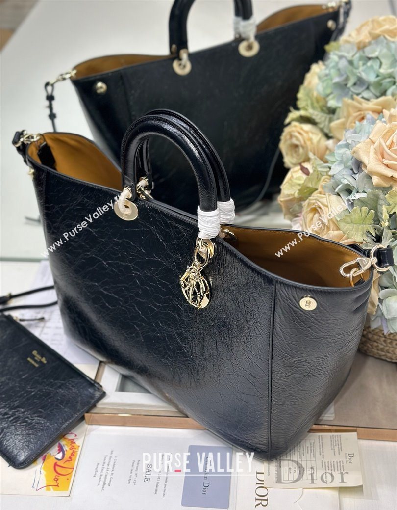 Dior Toujours Large Bag in Crinkled Leather Black 2025 1188 (XXG-250627100)