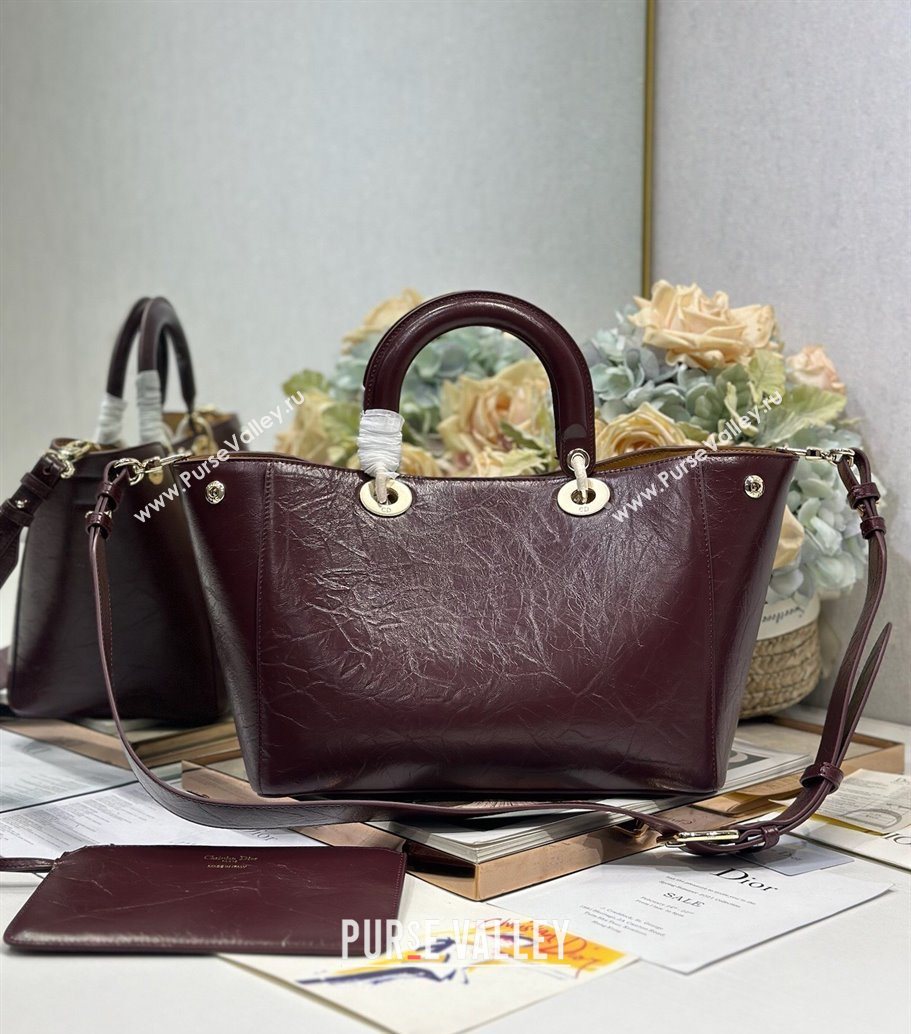 Dior Toujours Medium Bag in Crinkled Leather Burgundy 2025 1188 (XXG-250627101)