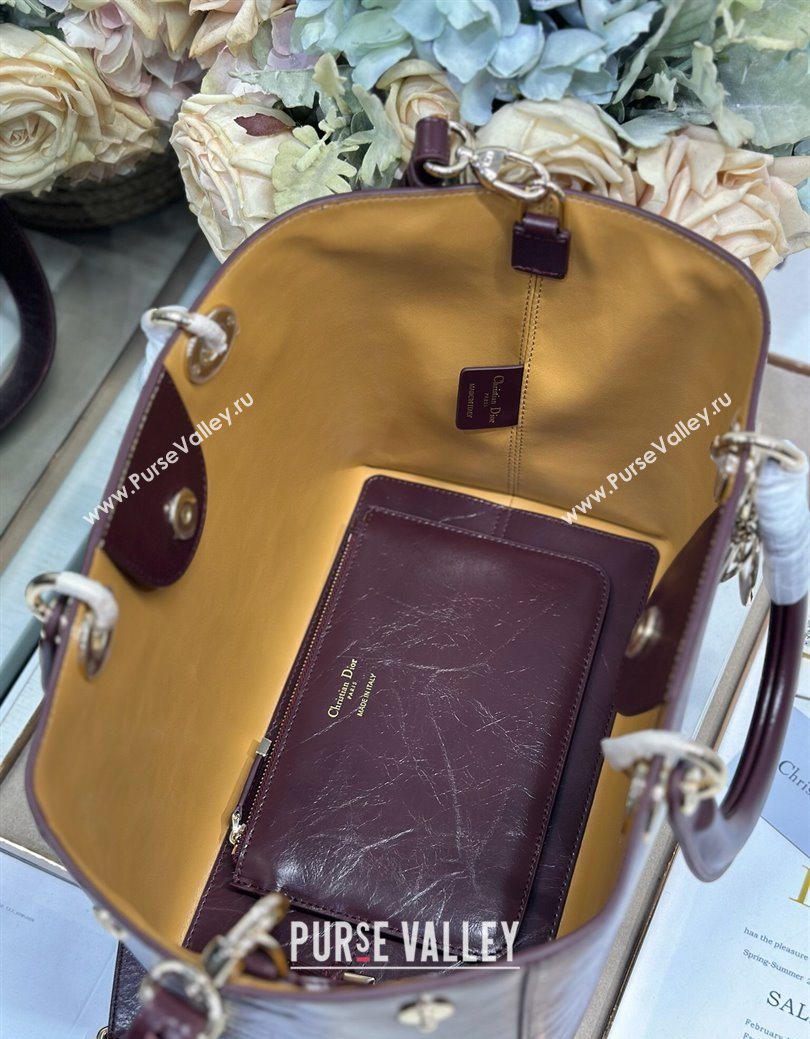 Dior Toujours Medium Bag in Crinkled Leather Burgundy 2025 1188 (XXG-250627101)