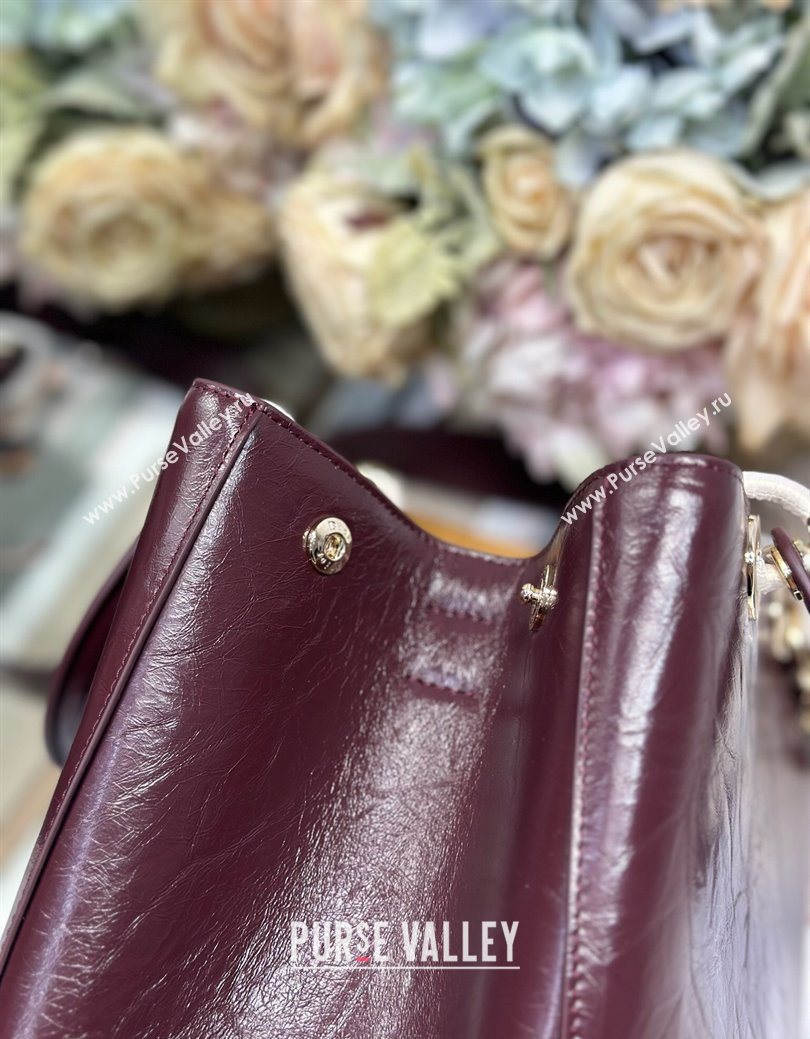Dior Toujours Medium Bag in Crinkled Leather Burgundy 2025 1188 (XXG-250627101)