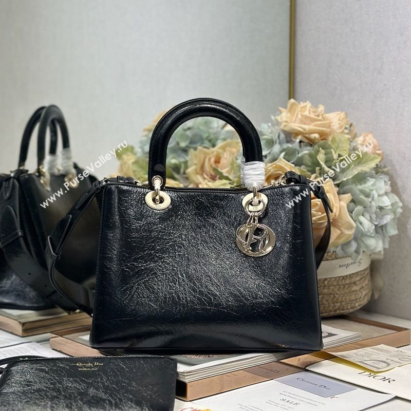 Dior Toujours Medium Bag in Crinkled Leather Black 2025 1188 (XXG-250627102)