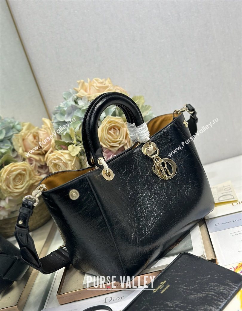 Dior Toujours Medium Bag in Crinkled Leather Black 2025 1188 (XXG-250627102)