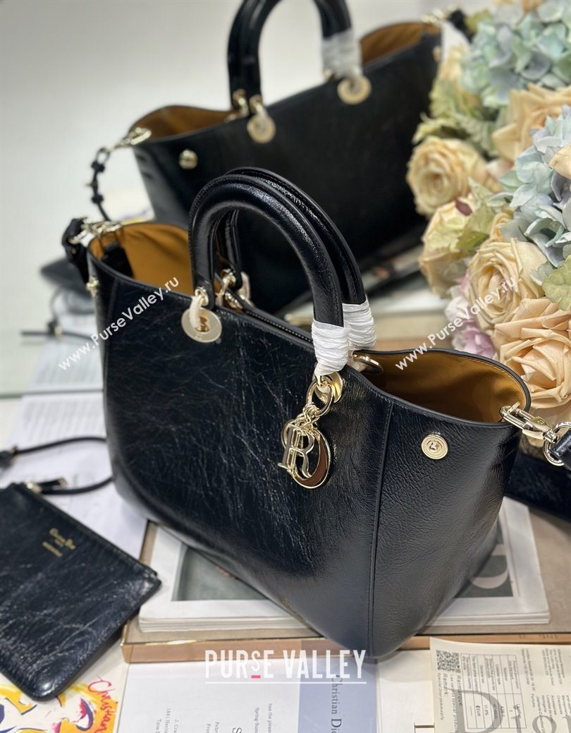 Dior Toujours Medium Bag in Crinkled Leather Black 2025 1188 (XXG-250627102)