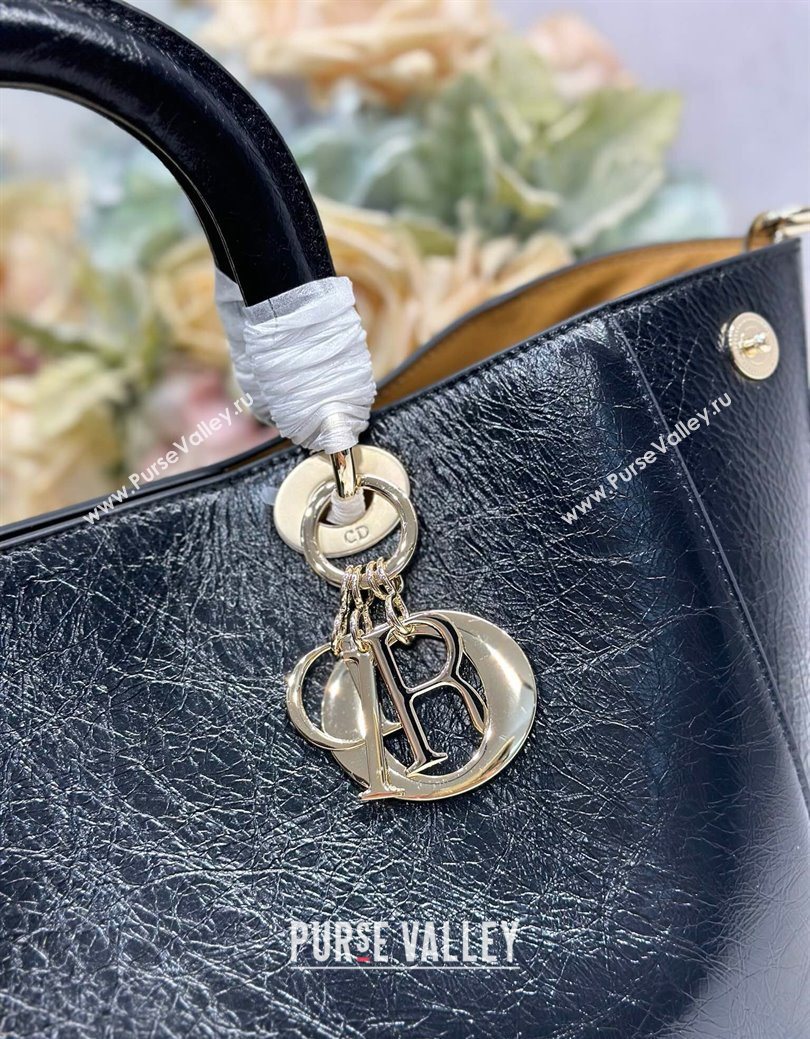 Dior Toujours Medium Bag in Crinkled Leather Black 2025 1188 (XXG-250627102)