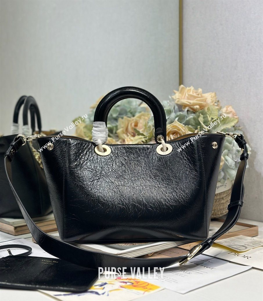 Dior Toujours Medium Bag in Crinkled Leather Black 2025 1188 (XXG-250627102)