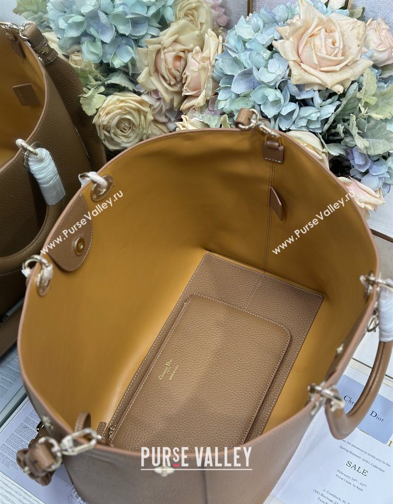 Dior Toujours Large Bag in Litchi Grained Calfskin Brown 2025 1188 (XXG-250627105)