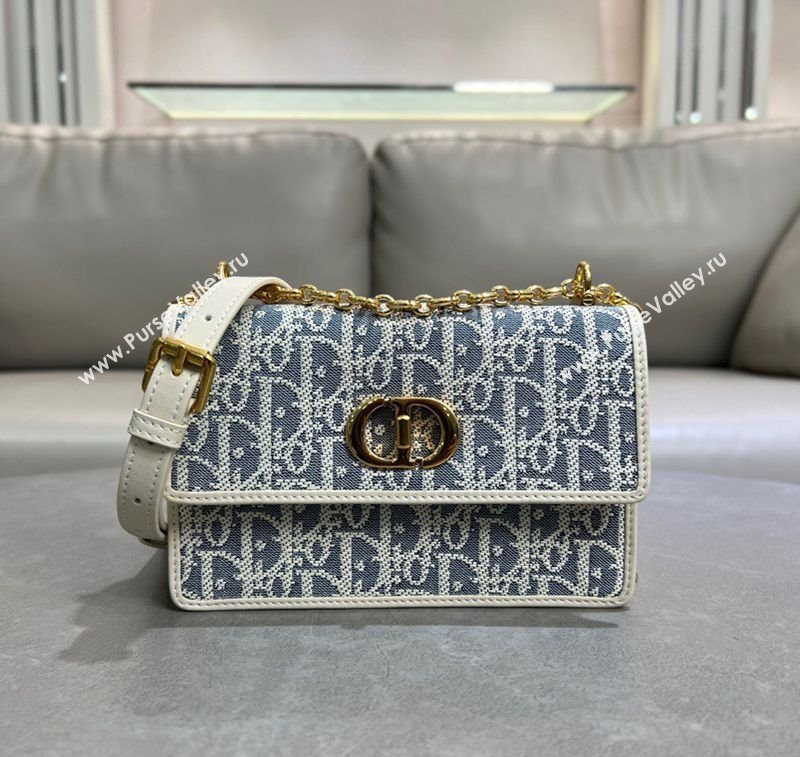 Dior Miss Caro Mini Bag in Blue Dior Oblique Chambray with Raffia Effect and White Calfskin 2025 (XXG-250627080)