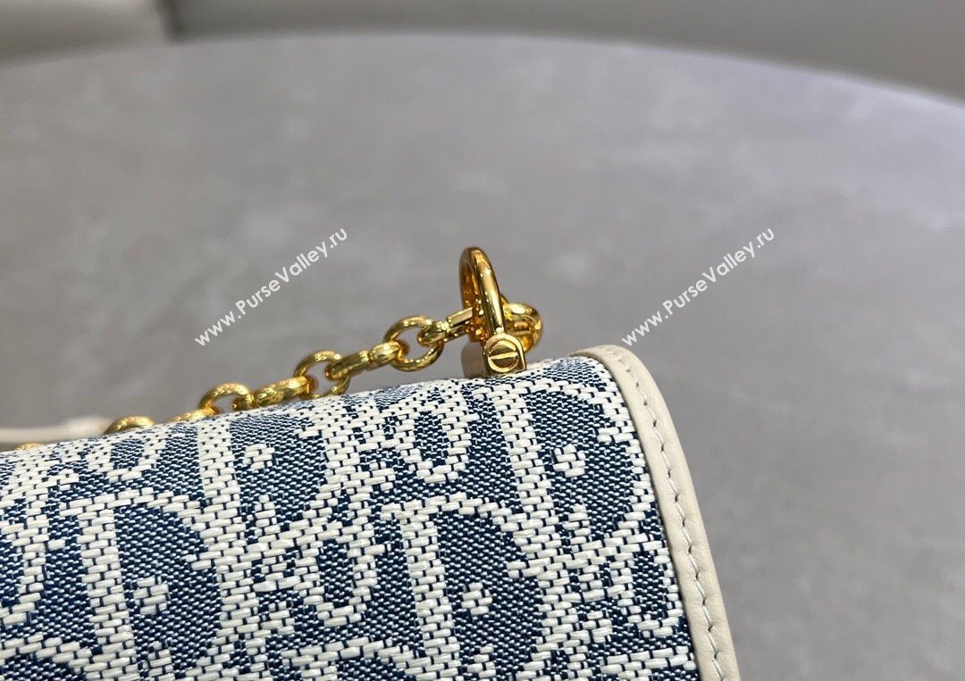 Dior Miss Caro Mini Bag in Blue Dior Oblique Chambray with Raffia Effect and White Calfskin 2025 (XXG-250627080)