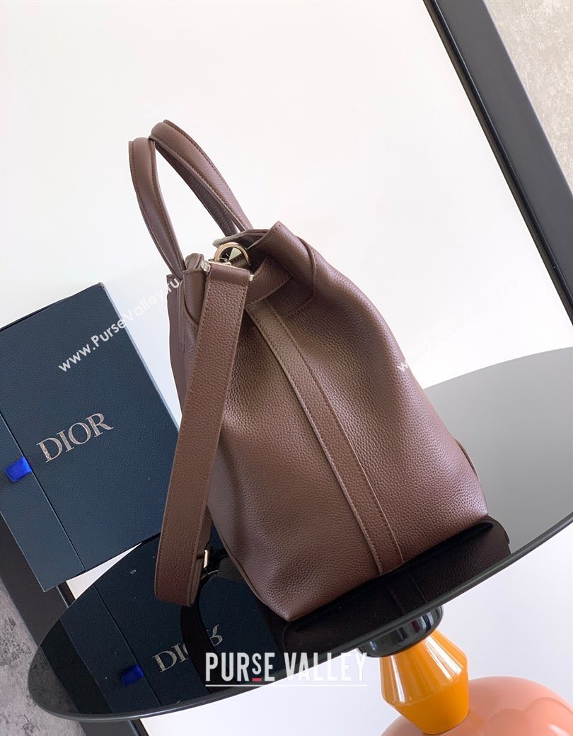Dior Mens Medium Dior Normandie Tote Bag in Icons Calfskin Brown 2025 (BF-250627065)