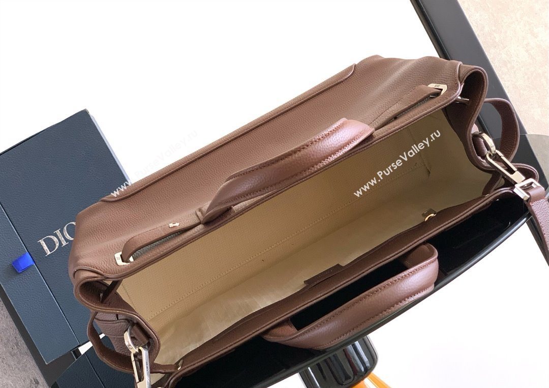Dior Mens Medium Dior Normandie Tote Bag in Icons Calfskin Brown 2025 (BF-250627065)