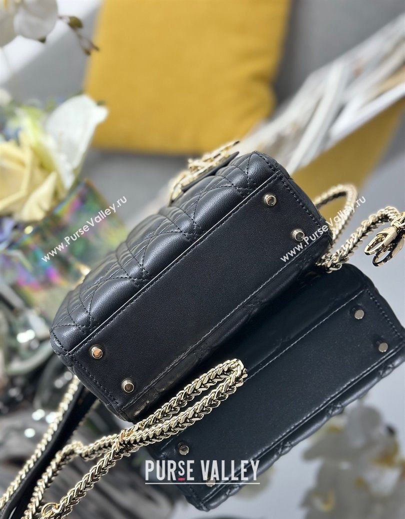 Dior Mini Lady Dior Bag in Cannage Lambskin with Strass Black 2025 M0505 0627 (XXG-250627044)