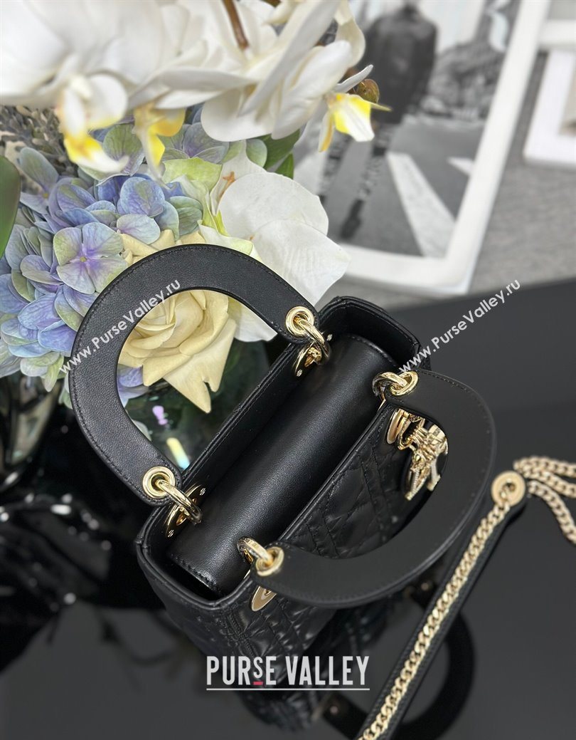 Dior Mini Lady Dior Bag in Cannage Lambskin with Strass Black 2025 M0505 0627 (XXG-250627044)
