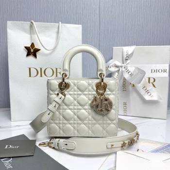 Dior Small Lady Dior My ABCDior Bag in Cannage Lambskin with Pearls White 2025 M0538 0627 (XXG-250627049)