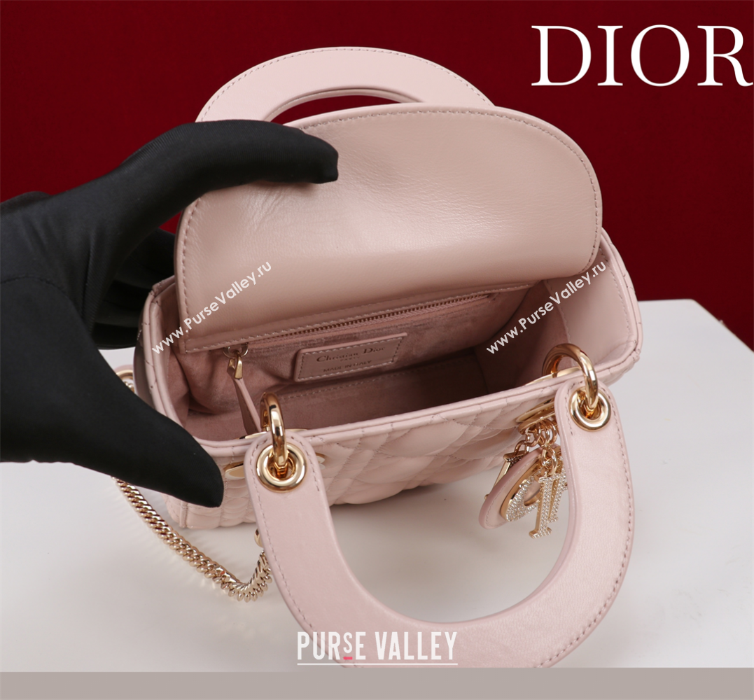 Dior Small Lady Dior My ABCDior Bag in Cannage Lambskin with Pearls Light Pink 2025 M0538 0627 (XXG-250627050)
