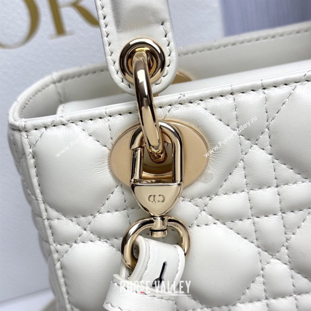 Dior Small Lady Dior My ABCDior Bag in Cannage Lambskin with Pearls White 2025 M0538 0627 (XXG-250627049)