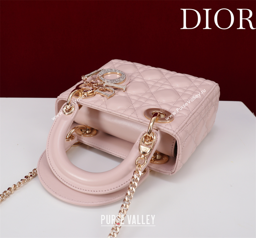 Dior Small Lady Dior My ABCDior Bag in Cannage Lambskin with Pearls Light Pink 2025 M0538 0627 (XXG-250627050)