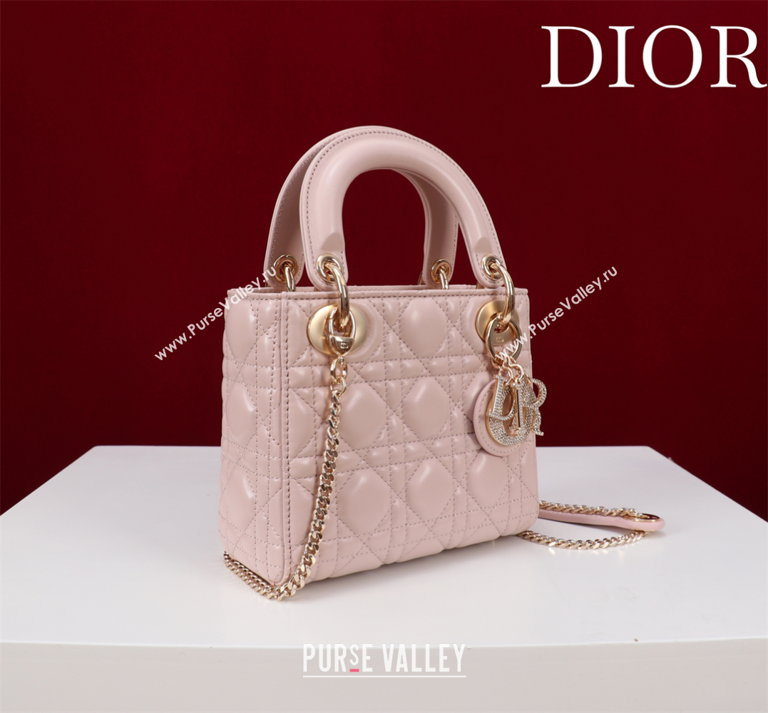 Dior Small Lady Dior My ABCDior Bag in Cannage Lambskin with Pearls Light Pink 2025 M0538 0627 (XXG-250627050)