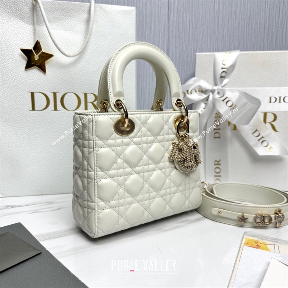 Dior Small Lady Dior My ABCDior Bag in Cannage Lambskin with Pearls White 2025 M0538 0627 (XXG-250627049)