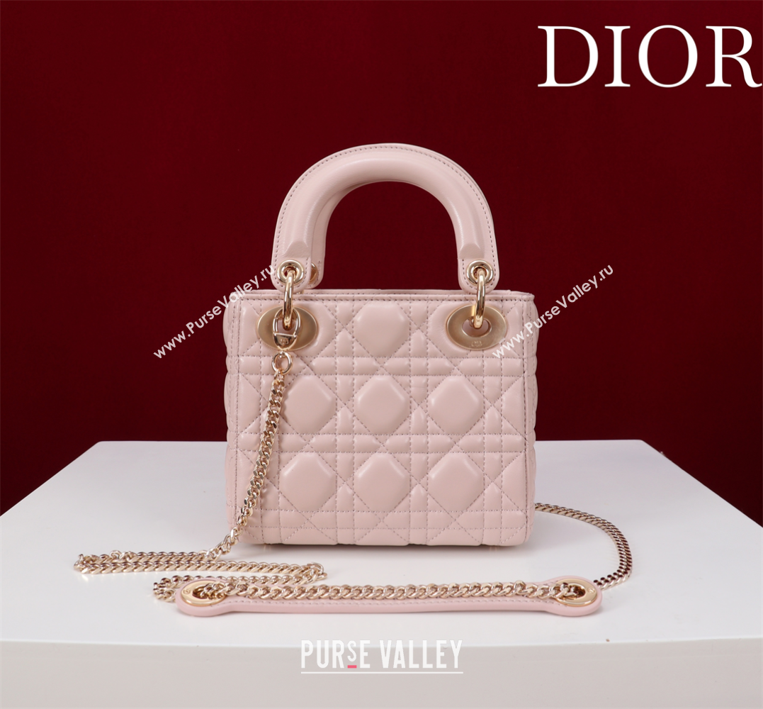Dior Small Lady Dior My ABCDior Bag in Cannage Lambskin with Pearls Light Pink 2025 M0538 0627 (XXG-250627050)