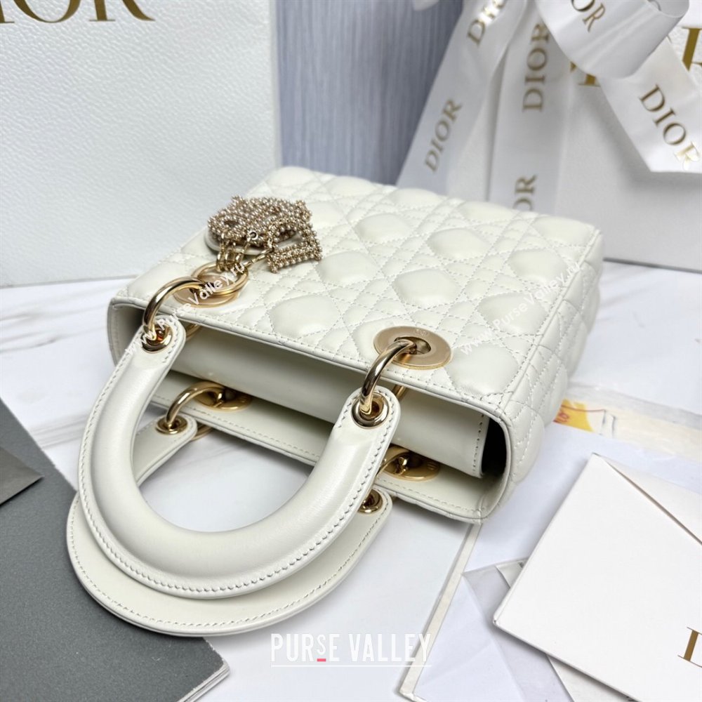 Dior Small Lady Dior My ABCDior Bag in Cannage Lambskin with Pearls White 2025 M0538 0627 (XXG-250627049)