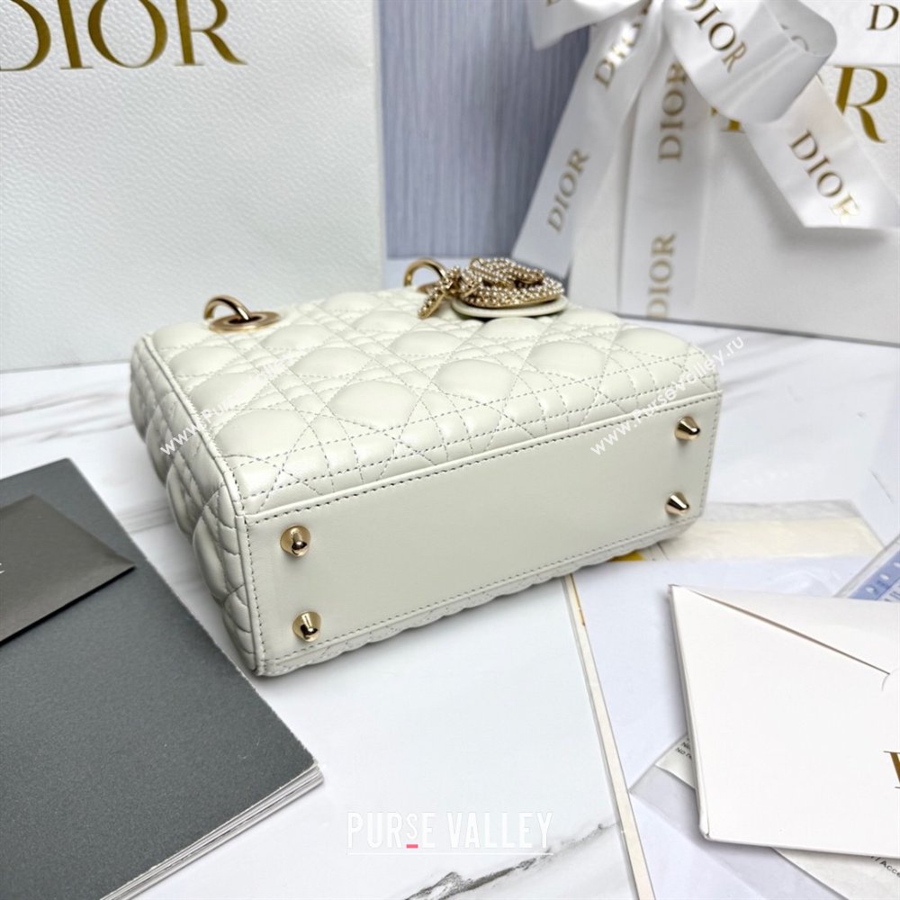 Dior Small Lady Dior My ABCDior Bag in Cannage Lambskin with Pearls White 2025 M0538 0627 (XXG-250627049)