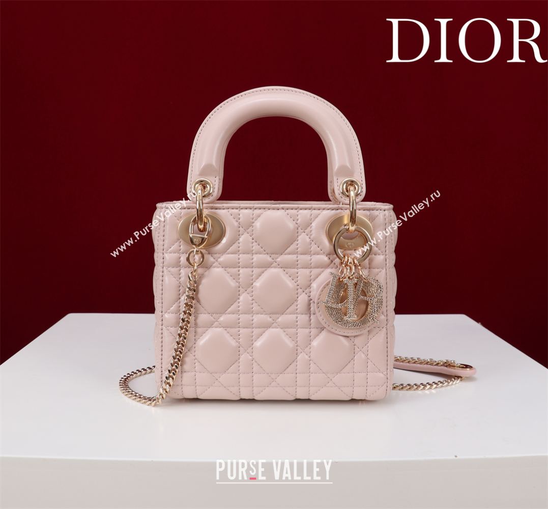 Dior Small Lady Dior My ABCDior Bag in Cannage Lambskin with Pearls Light Pink 2025 M0538 0627 (XXG-250627050)