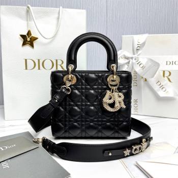 Dior Small Lady Dior My ABCDior Bag in Cannage Lambskin with Pearls Black 2025 M0538 0627 (XXG-250627048)