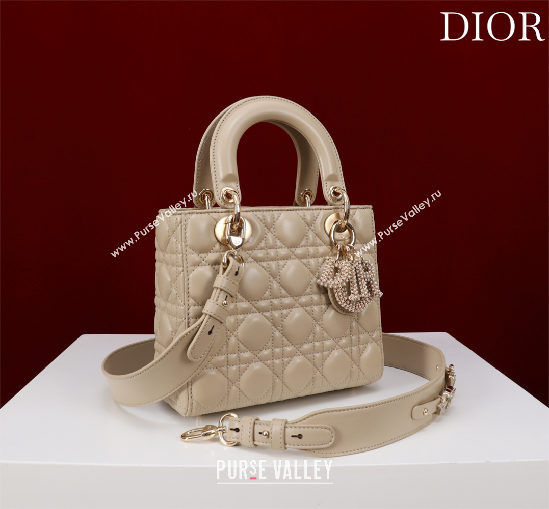 Dior Small Lady Dior My ABCDior Bag in Cannage Lambskin with Pearls Beige 2025 M0538 0627 (XXG-250627052)