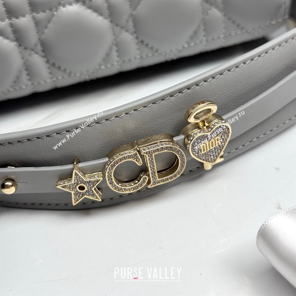 Dior Small Lady Dior My ABCDior Bag in Cannage Lambskin with Pearls Grey 2025 M0538 0627 (XXG-250627051)
