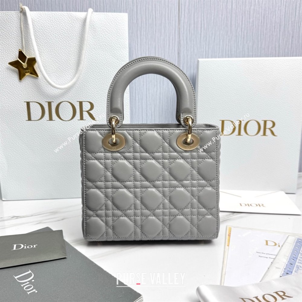 Dior Small Lady Dior My ABCDior Bag in Cannage Lambskin with Pearls Grey 2025 M0538 0627 (XXG-250627051)