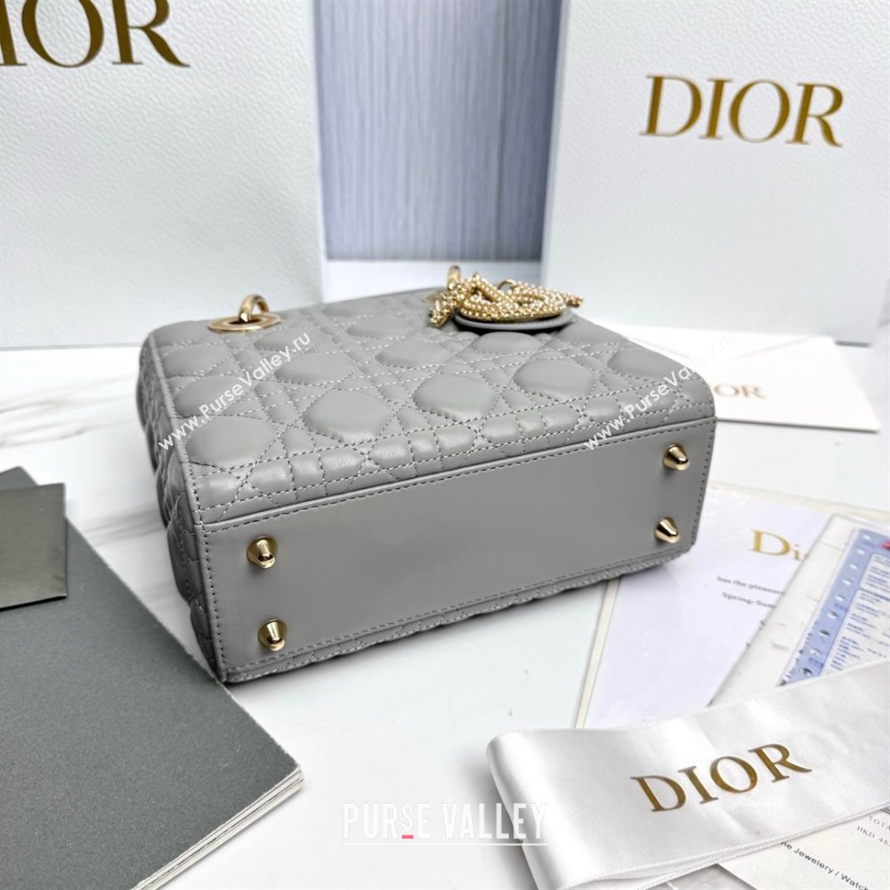 Dior Small Lady Dior My ABCDior Bag in Cannage Lambskin with Pearls Grey 2025 M0538 0627 (XXG-250627051)