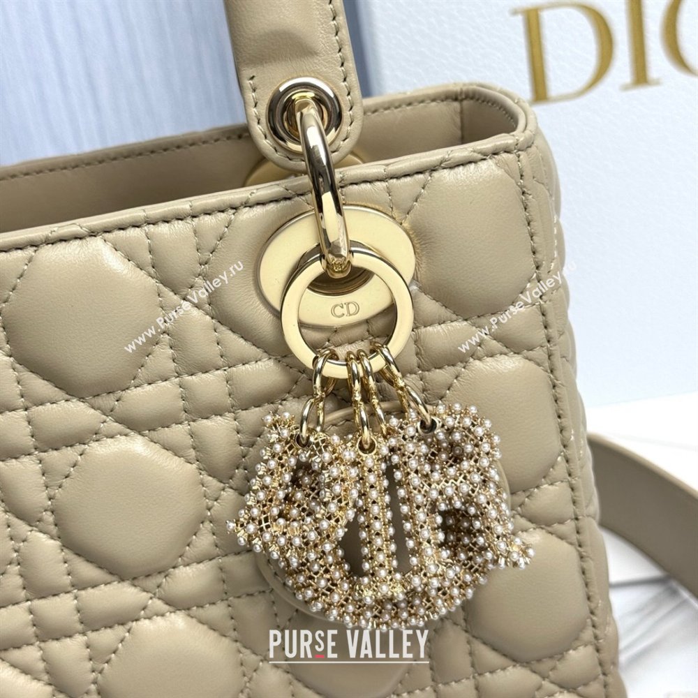 Dior Small Lady Dior My ABCDior Bag in Cannage Lambskin with Pearls Beige 2025 M0538 0627 (XXG-250627052)