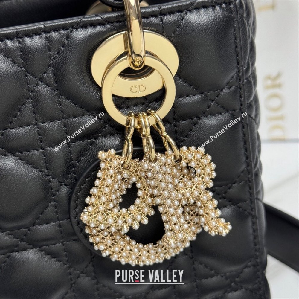Dior Small Lady Dior My ABCDior Bag in Cannage Lambskin with Pearls Black 2025 M0538 0627 (XXG-250627048)
