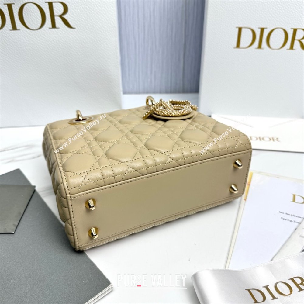Dior Small Lady Dior My ABCDior Bag in Cannage Lambskin with Pearls Beige 2025 M0538 0627 (XXG-250627052)