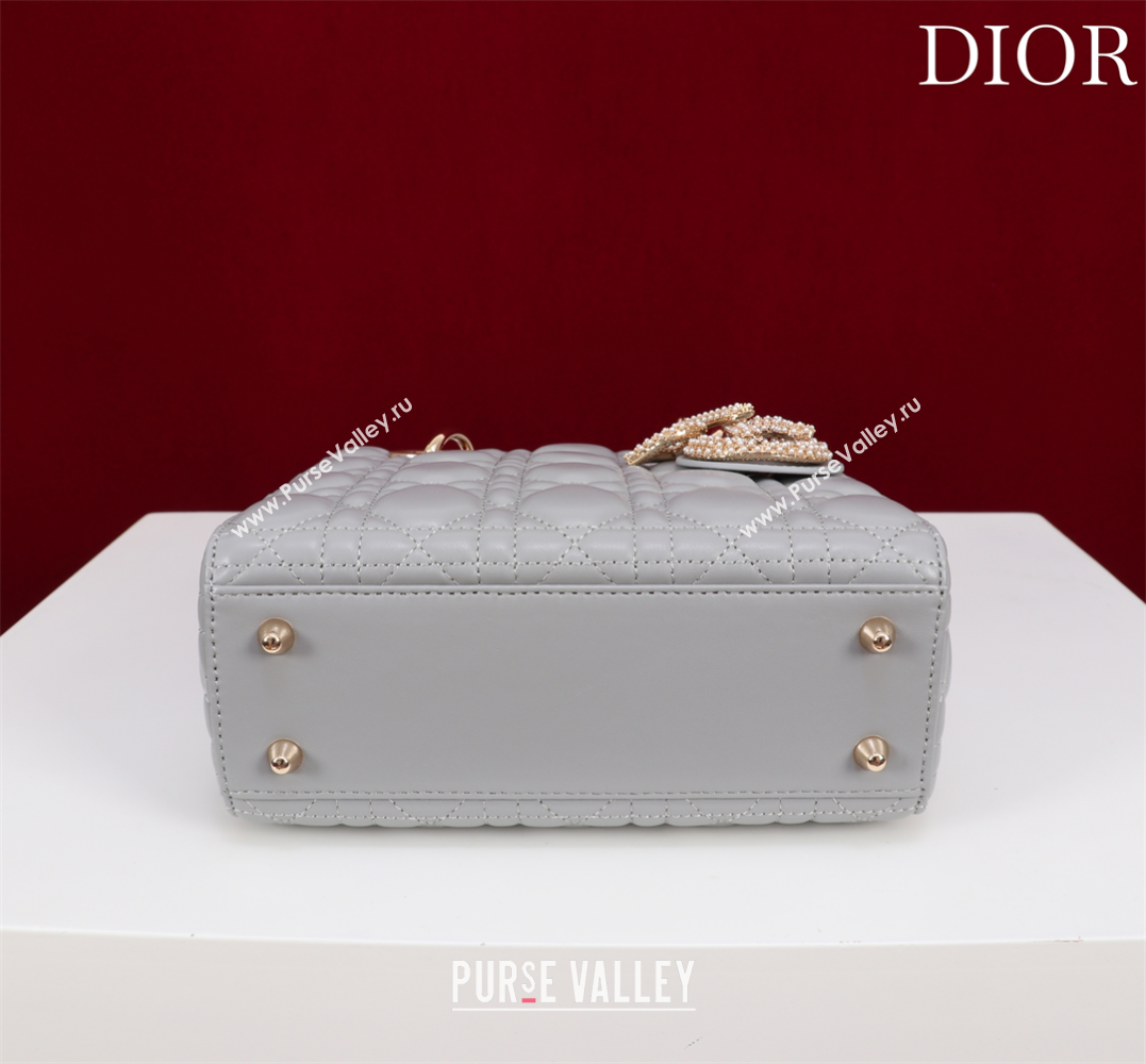 Dior Small Lady Dior My ABCDior Bag in Cannage Lambskin with Pearls Grey 2025 M0538 0627 (XXG-250627051)