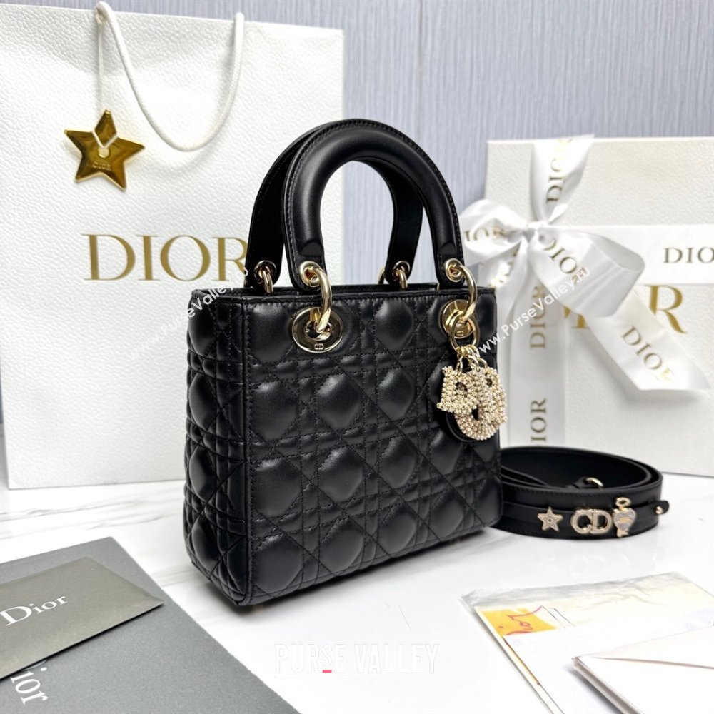 Dior Small Lady Dior My ABCDior Bag in Cannage Lambskin with Pearls Black 2025 M0538 0627 (XXG-250627048)