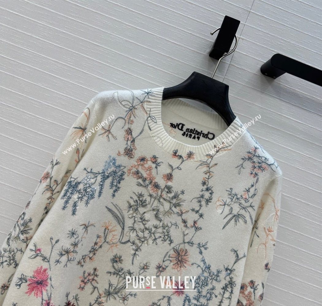 Dior Embroidered Cashmere Sweater White 2025 0704 (QI-250704041)