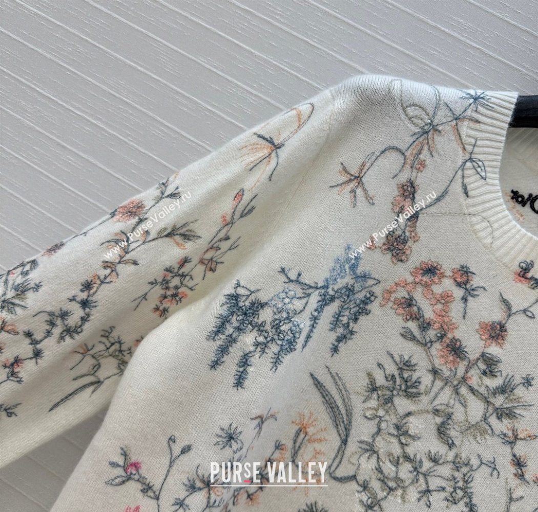 Dior Embroidered Cashmere Sweater White 2025 0704 (QI-250704041)