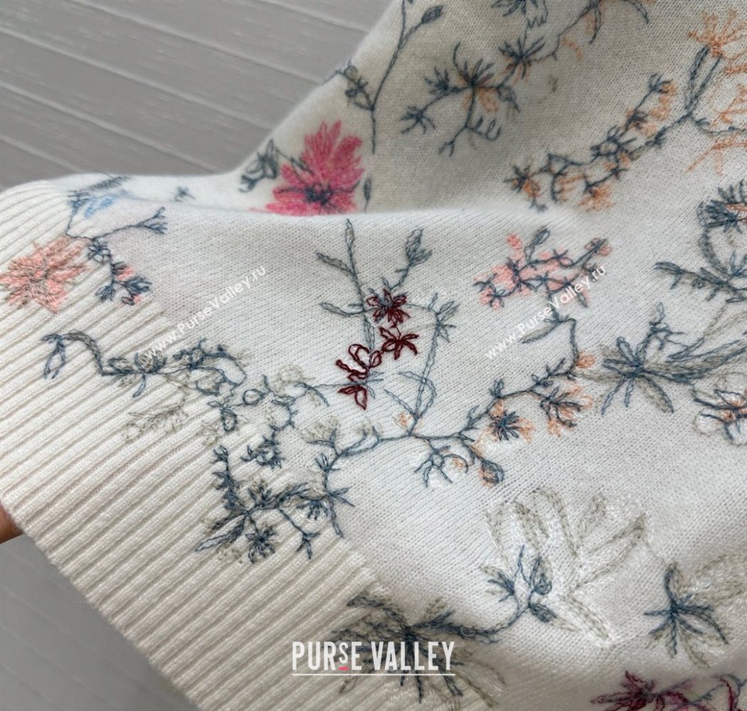 Dior Embroidered Cashmere Sweater White 2025 0704 (QI-250704041)