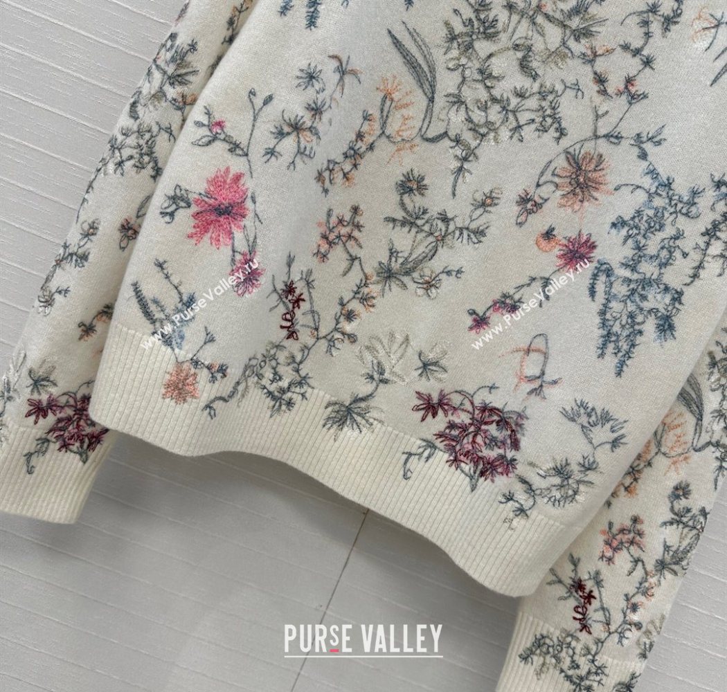 Dior Embroidered Cashmere Sweater White 2025 0704 (QI-250704041)