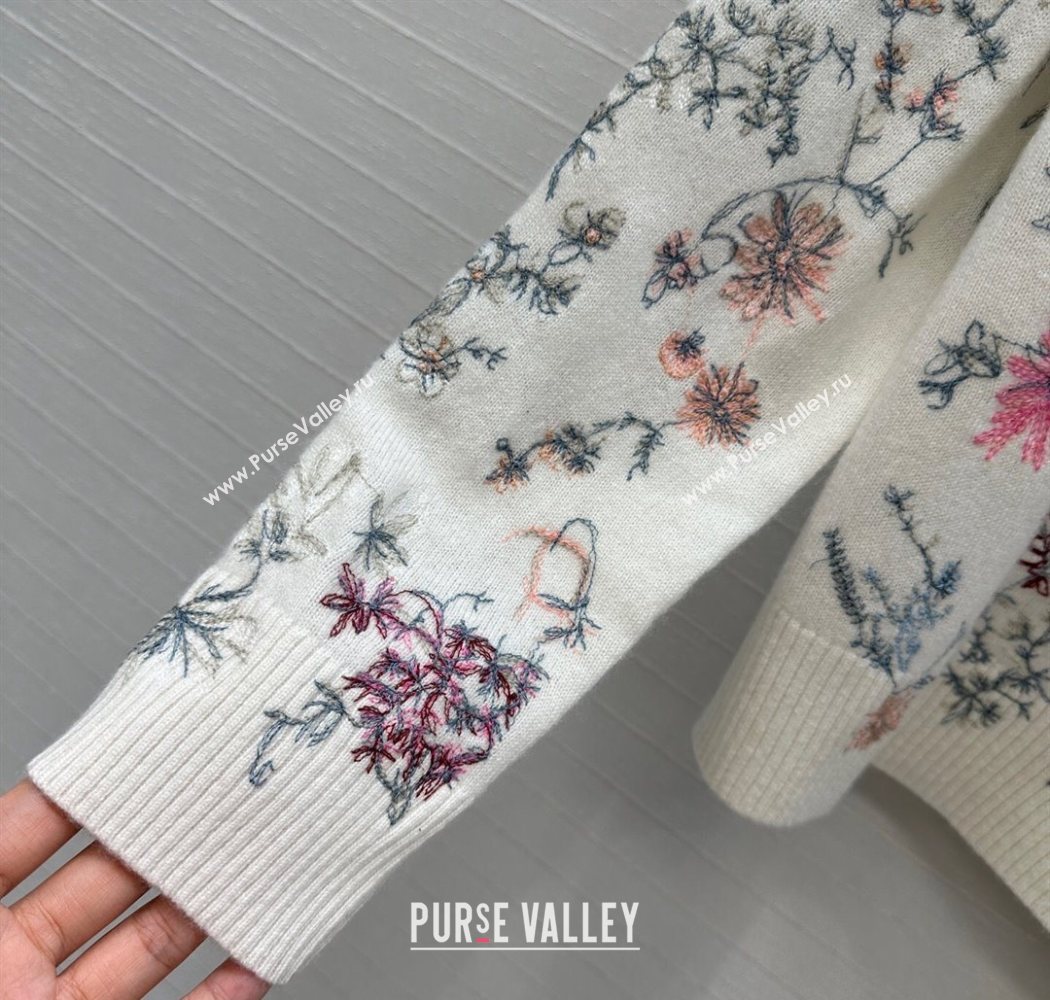 Dior Embroidered Cashmere Sweater White 2025 0704 (QI-250704041)